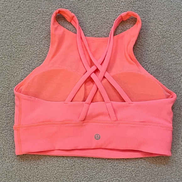 NWOT Lululemon Energy Bra High Neck Long Line Rib Sunset Size 8 - Picture 4 of 5